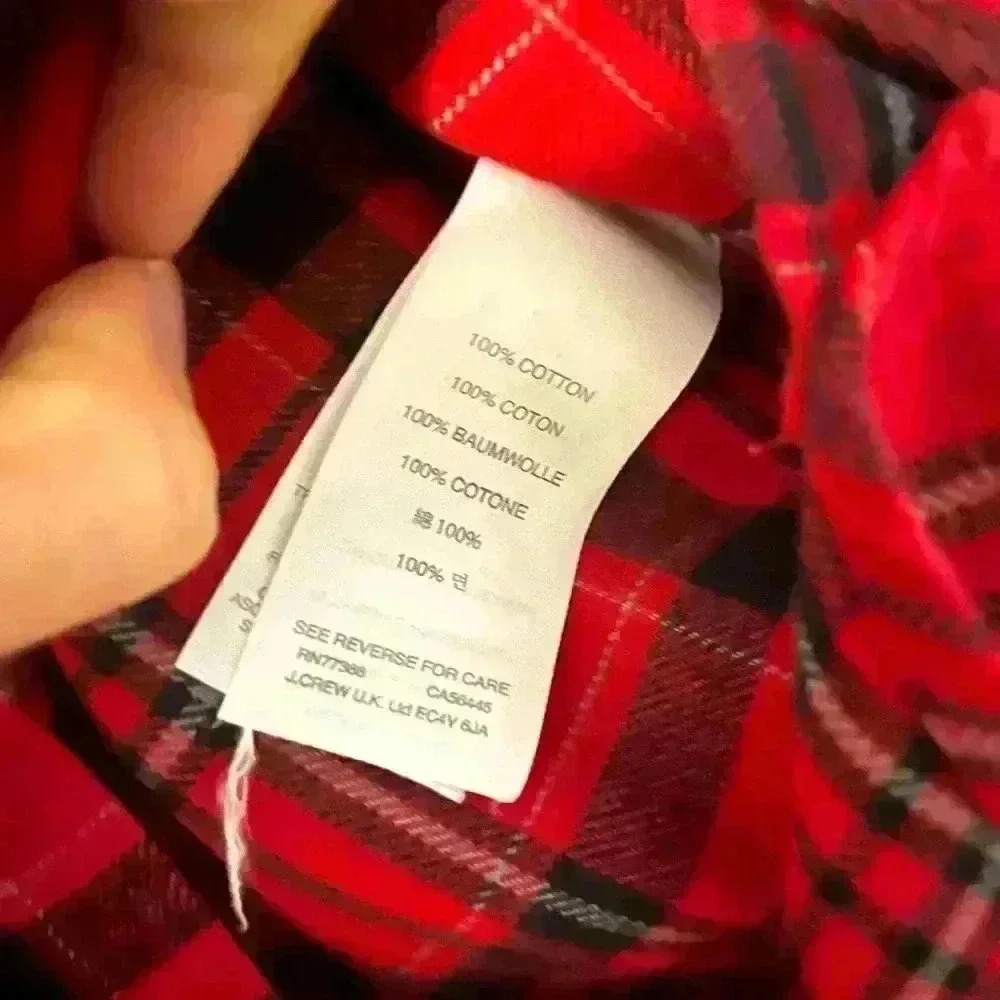J.Crew Red & Black Flannel Size 2 - Picture 5 of 6